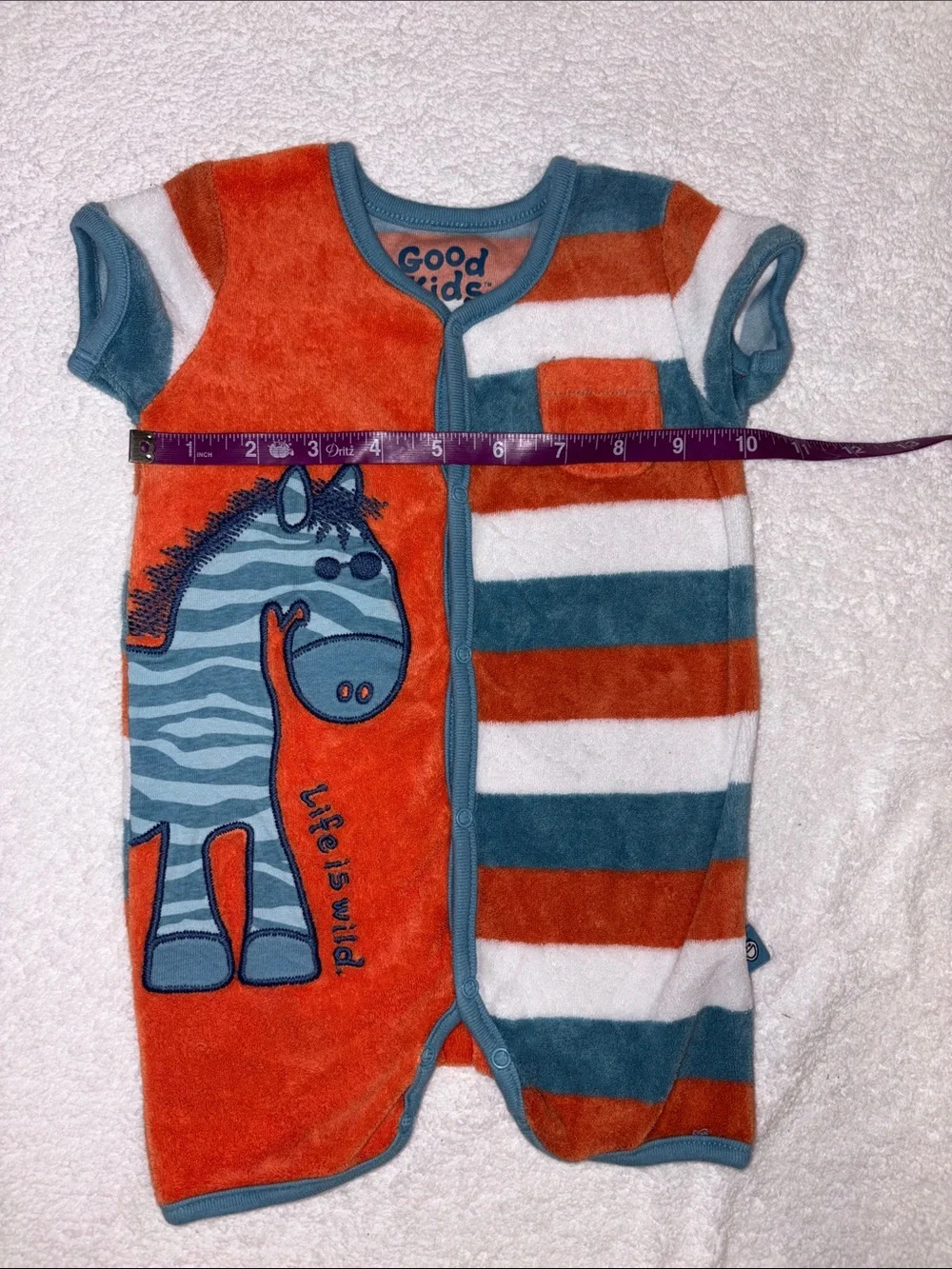 Life is good kids Hooded Jacket Short-Sleeve Bodysuit Set Terry cloth zebra 6/12
